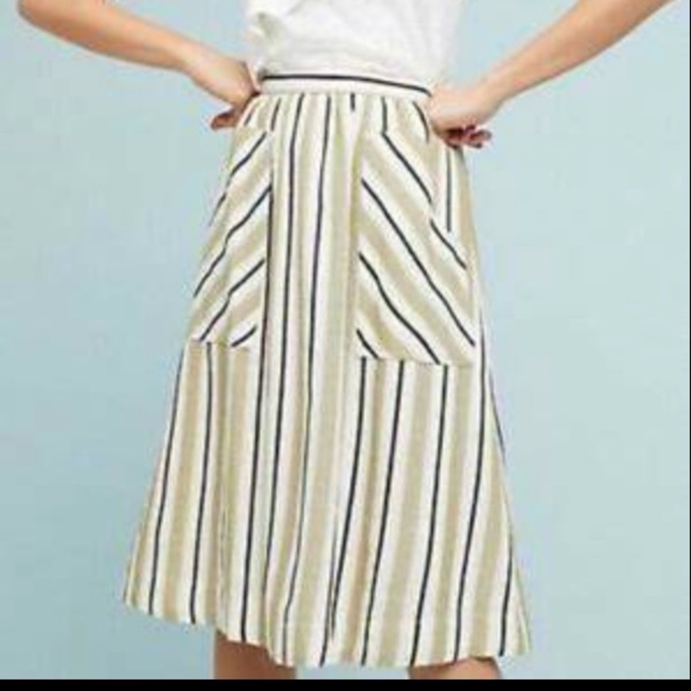 Anthropologie Akimi + Kin Striped A-Line Skirt